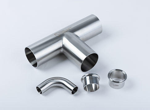 Haobo weld-end fitting examples — tee, elbow and ferrule shapes; BPE-category appearance does not itself establish certification or coolant suitability.