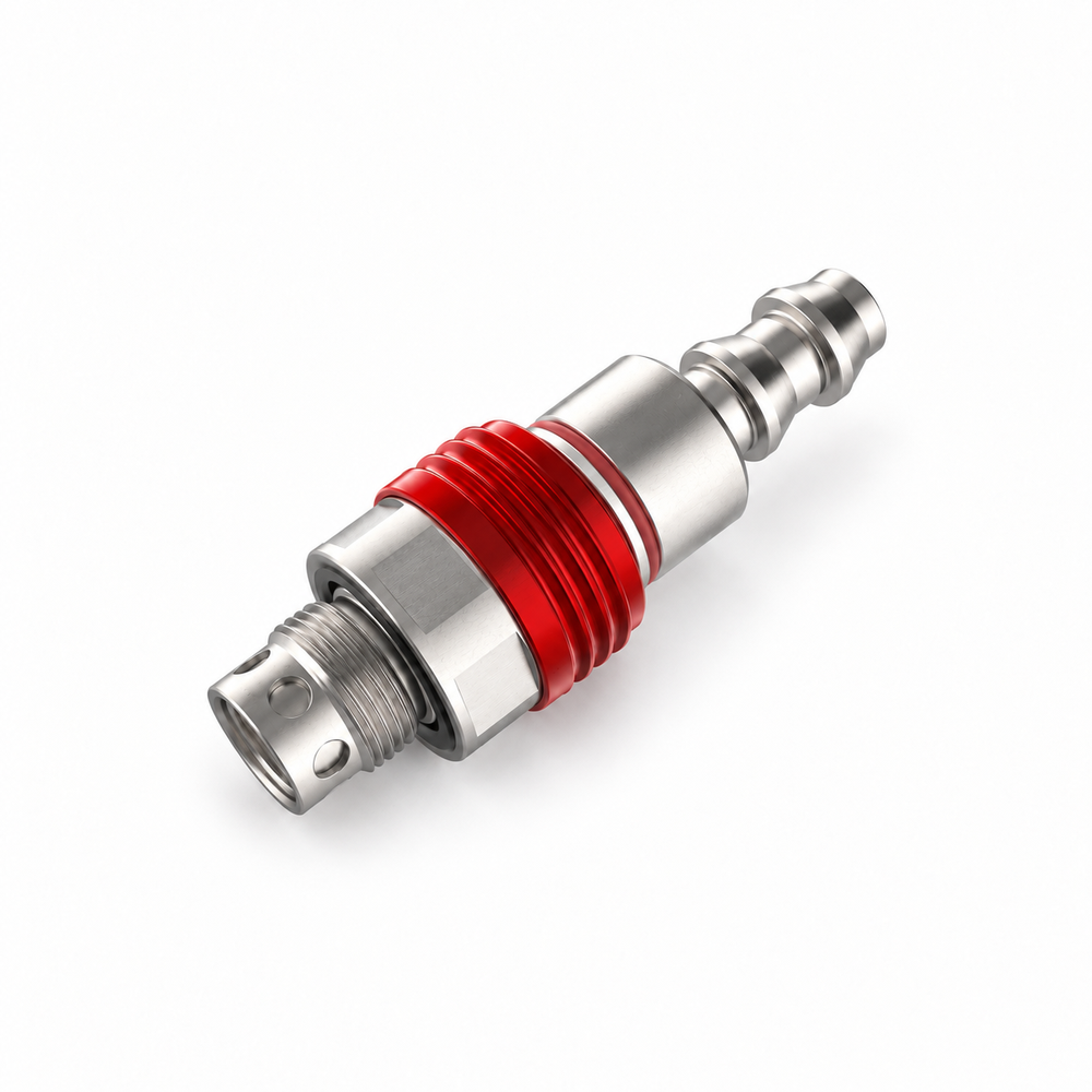 Envicool MQD steel-pin locking coupling — official PDF rendering, physical page 9; pictured example is not a size-specific order code.