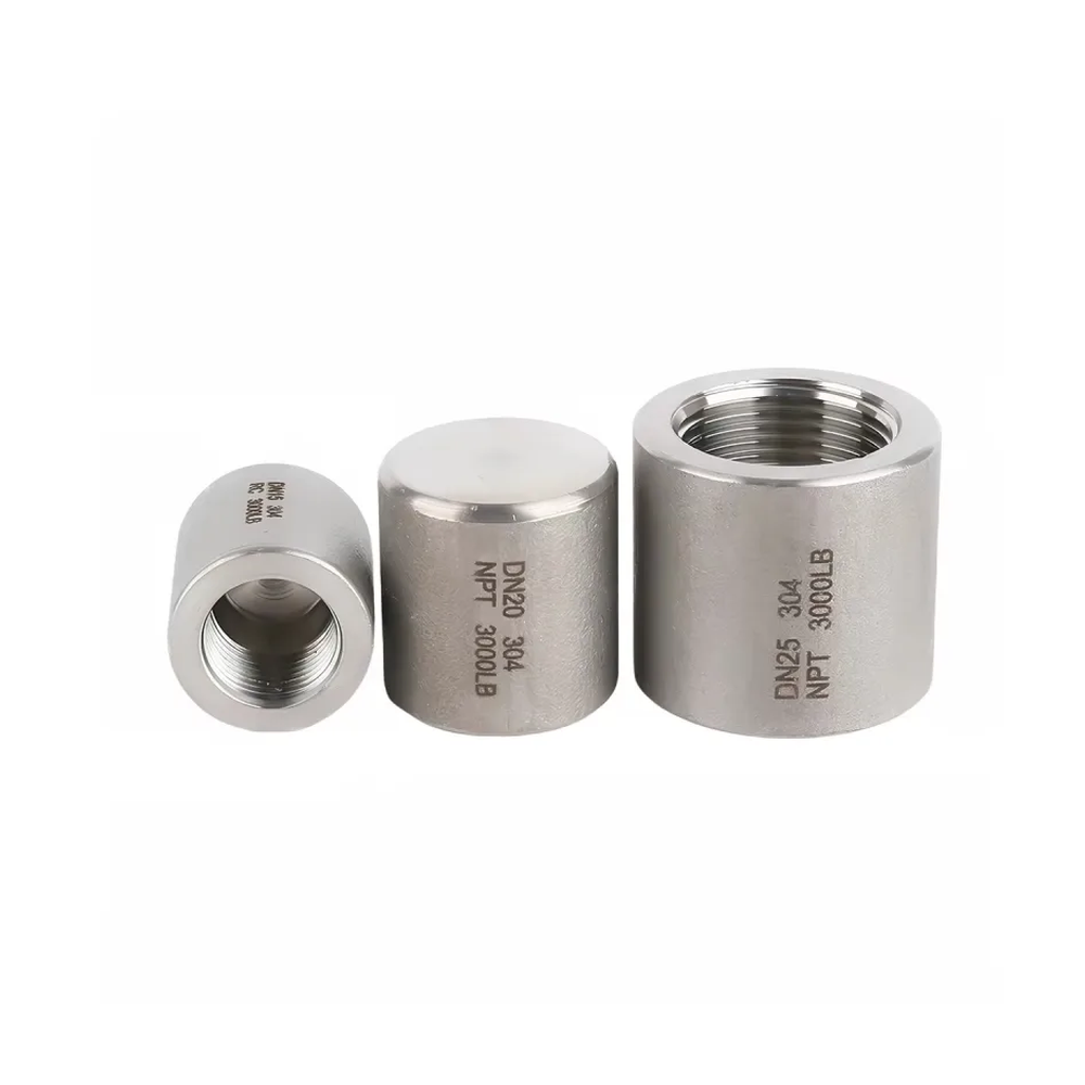 AODSON forged stainless threaded pipe caps in pictured 304/NPT size configurations; series photograph, not one exact order code.